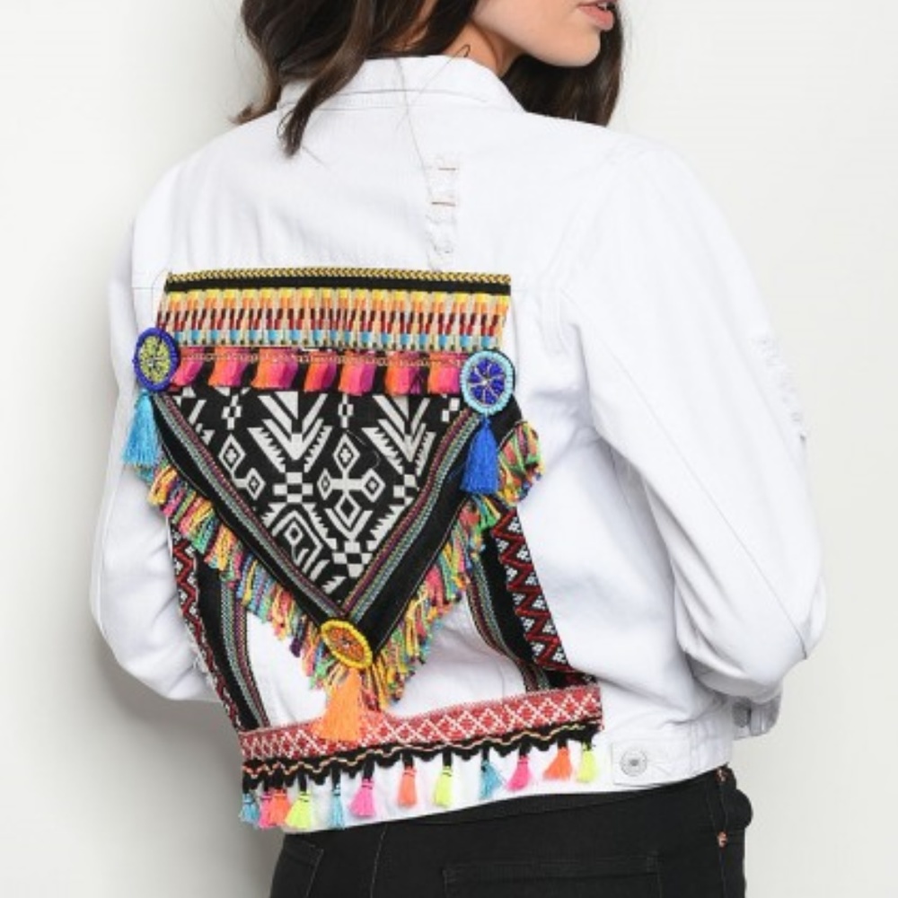 WHITE DENIM JACKET WITH DETAILS - Picture 2 of 3